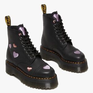 Dr. Martens Black and Pink Combat Boots with Platform Sole